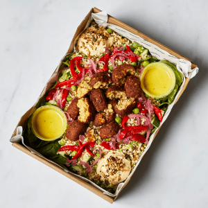 Vibrant Plant Power vegan box platters by UR. café for corporate catering in Stockley Park.