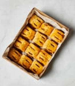 Gourmet vegan sausage roll box platters for corporate catering in Stockley Park.