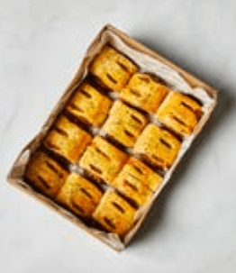 Gourmet vegan sausage roll box platters for corporate catering in Stockley Park.