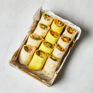 Gourmet 12-piece artisan wrap platter by UR. café for corporate catering in Stockley Park.