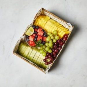 Gourmet, vibrant, and freshly cut seasonal fruit platter by UR. café for corporate catering in Stockley Park.