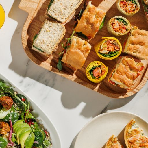 Gourmet lunch box platters featuring artisan sandwiches and wraps for corporate catering in Stockley Park.